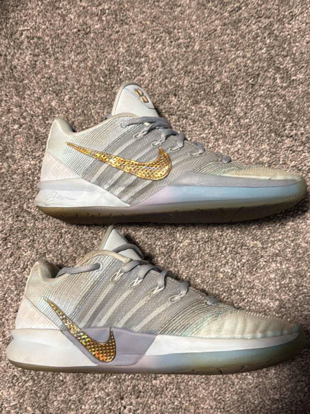 Nike Sabrina 3 EP Size 8 Iridescent Low-Top Sneakers with Gold Sequin Swoosh
